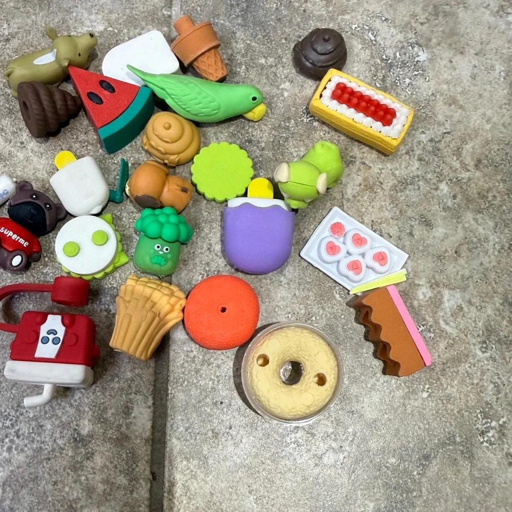 Novelty Mini Eraser Lot Food Animal Kawaii‎ School Party Favors Bulk Set